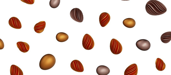 3d rendering of Easter elegant eggs with gold paint