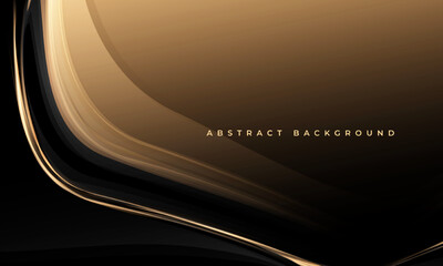 Abstract luxury black and gold wavy background. Vector illustration