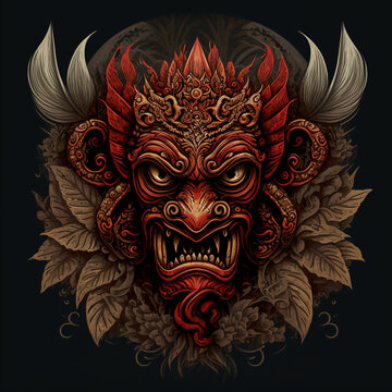 barong bali illustration design for t-shirt printing generative artificial intelligence