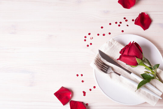 Table setting for Valentine's Day