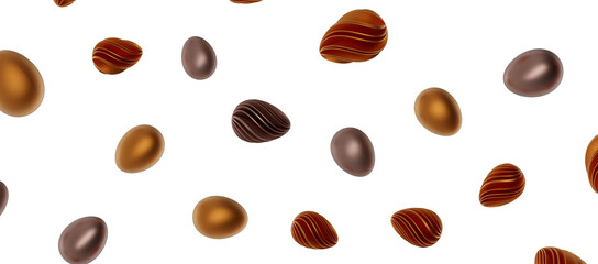 Fototapeta premium 3d render illustration. Set of chocolate easter eggs