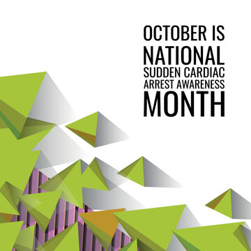 October Is National Sudden Cardiac Arrest Awareness Month. Geometric Design Suitable For Greeting Card Poster And Banner