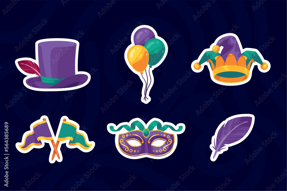 Canvas Prints six mardi gras icons