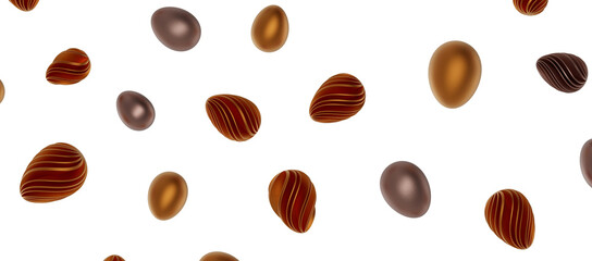3d render illustration. Set of chocolate easter eggs