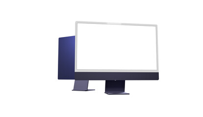 Computer monitor display with empty screen isolated on transparent background. modern
