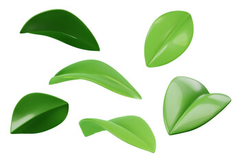 Green leaves set of different projections. 3d vector realistic. Ecology, bio and natural products concept © Hanna_zasimova