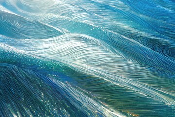 wave breaking on the ocean-blue background