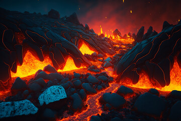 Volcano, lava, magma, background. Generative AI