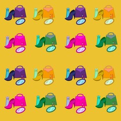 set of shoes. fashion pattern. fashionable shoes and handbag. cosmetics