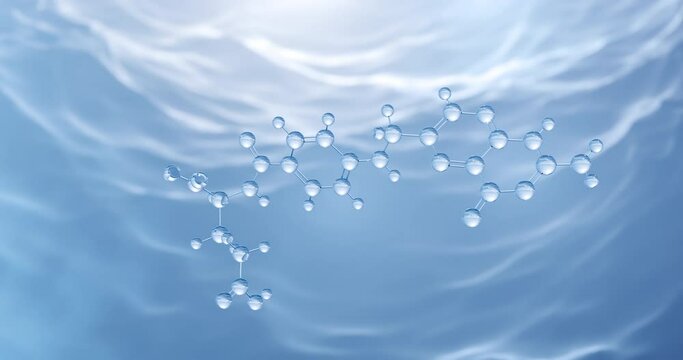 Folic acid molecule, rotating 3D model of folate, C19H19N7O6 under a microscope, seamless looped video