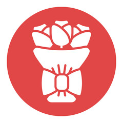 Red roses bouquet vector glyph icon
