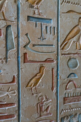 Interior of the tomb of Ramses IV in the Valley of the Kings, colored paintings and hieroglyphics.