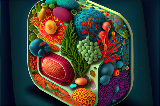 a plant cell, showing various components such as the nucleus, cytoplasm, cell membrane, and more.