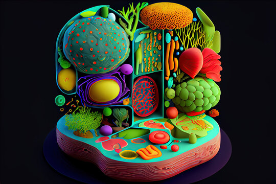 a plant cell, showing various components such as the nucleus, cytoplasm, cell membrane, and more.