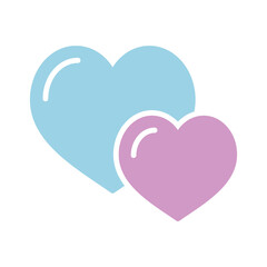 Two heart isolated vector glyph icon