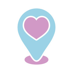 Map pointer with heart vector glyph icon