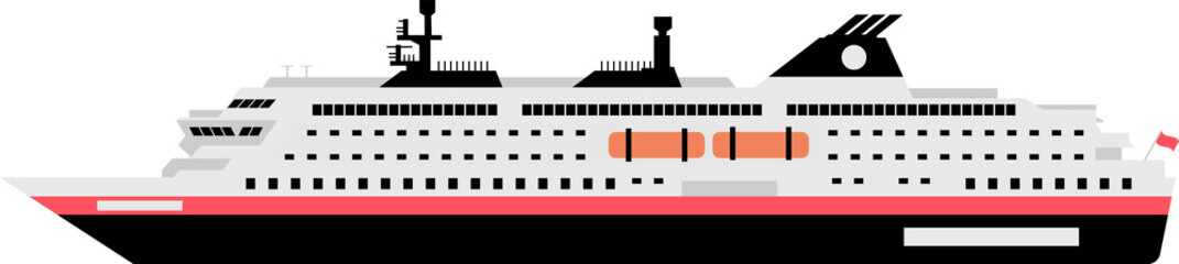 Norwegian Cruise Ship Hurtigruten Vector Illustration Transparent PNG
