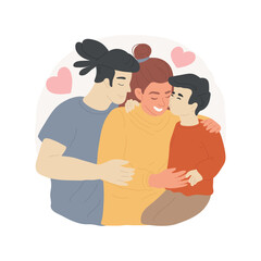 Show love isolated cartoon vector illustration. Family hugging and kissing, romantic relation, personal growth, group of people having fun together, show love to significant one vector cartoon.