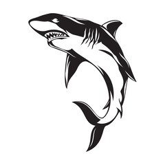 Obraz premium Shark Silhouette Vector illustration - Black and white Shark clipart