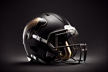 Fototapeta premium American football Helm auf schwarzen Hintergrund - Generative AI