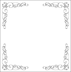 Elegant black and white monochrome ornamental border for greeting cards, banners, invitations. Isolated vector illustration.