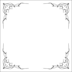 Pointy black and white monochrome ornamental border for greeting cards, banners, invitations. Isolated vector illustration.