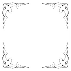 Black and white monochrome ornamental corners, elegant frame for greeting cards, banners, invitations. Isolated vector illustration.