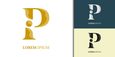 Luxury initial P iP Pi  logo design template - obrazy, fototapety, plakaty