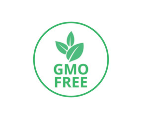 Isolated GMO Free symbol in green color. 
