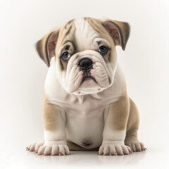 Fototapeta premium Adorable and cute purebred puppy looking at the camera. Generative AI