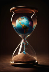 Hourglass. Environment concept. Care of planet earth. Generative AI. (1)