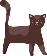 Cute domestic animal kitty flat icon Black cat