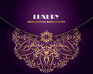 Unique and luxury mandala background in golden color for invitation and other work.