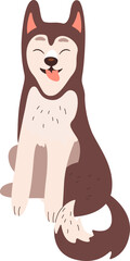 Cute husky puppy flat icon Playful pet