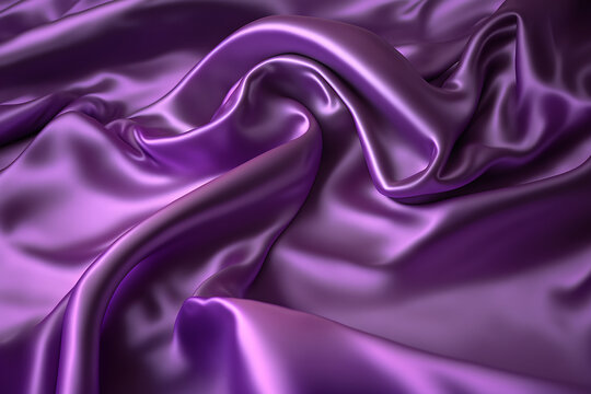 Bright Purple Silk Satin Fabric Background, Silky Cloth Curtain Texture