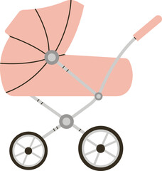 Trendy carriage stroller for baby flat icon