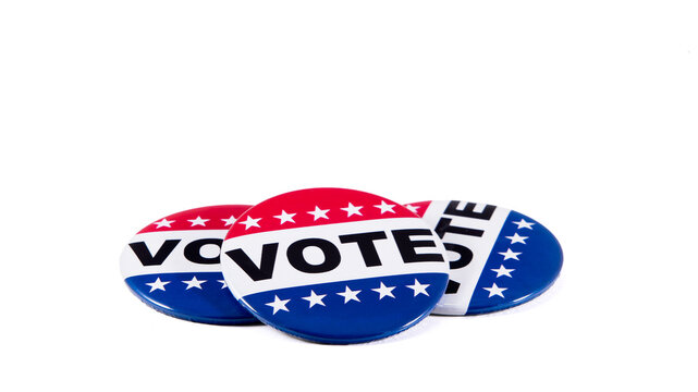 Three vote badges isolated on white background