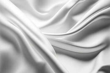 Fototapeta na wymiar White silk satin fabric background, silky cloth curtain texture