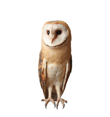 Beautiful common barn owl on white background