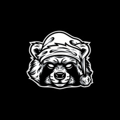 Santa Racoon Mascot Logo Design