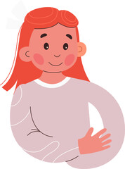 Cute cartoon child cuddle flat icon