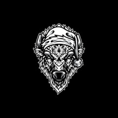 Santa Bison Mascot Logo Design