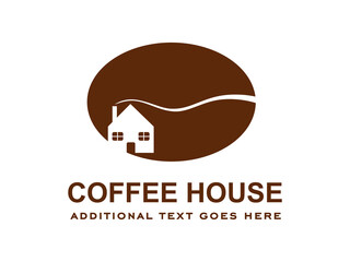 Coffee house logo design. Minimal design House with Coffee grain for logotype. Vector illustration