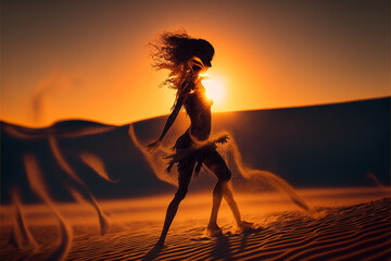 Sunset at the dune beach super detailed dynamic pose