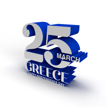 Greece flag 25 march Greece happy independence day. 3d rendering illustration.