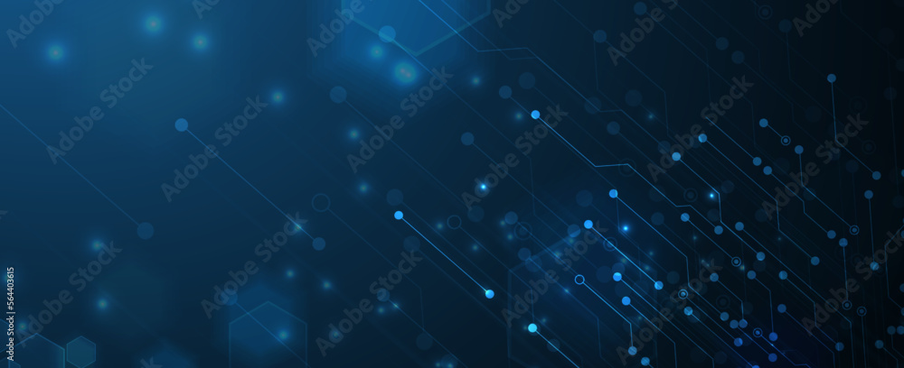 Poster Quantum processing. Deep learning artificial intelligence. Future new technology  for business or science presentation