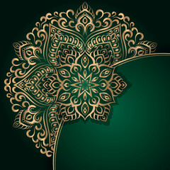 Unique and luxury mandala background in golden color for invitation and other work.