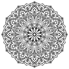 Black and White  unique flower mandala.