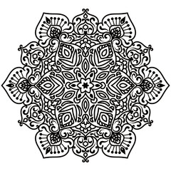 Black and White  unique flower mandala.