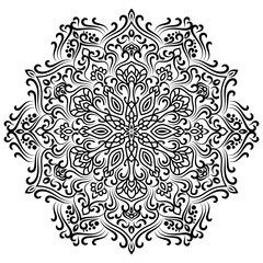 Black and White  unique flower mandala.